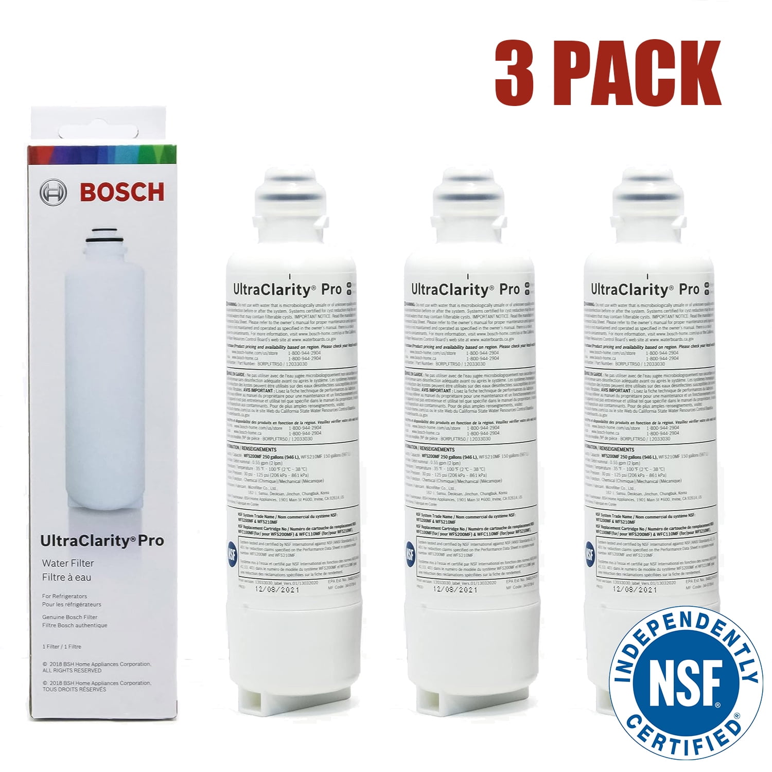 Bosch UltraClarity Pro Water Filter, BORPLFTR50,BORPLFTR55, RA450022