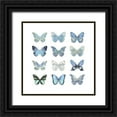 thumbnail image 1 of Bosco, Julia 12x12 Black Ornate Wood Framed with Double Matting Museum Art Print Titled - Butterfly Study in Blue I, 1 of 4