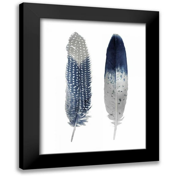 Bosco, Julia 12x14 Black Modern Framed Museum Art Print Titled - Blue Feather Pair