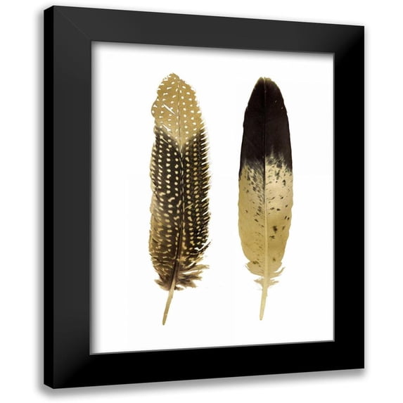 Bosco, Julia 12x14 Black Modern Framed Museum Art Print Titled - Gold Feather Pair