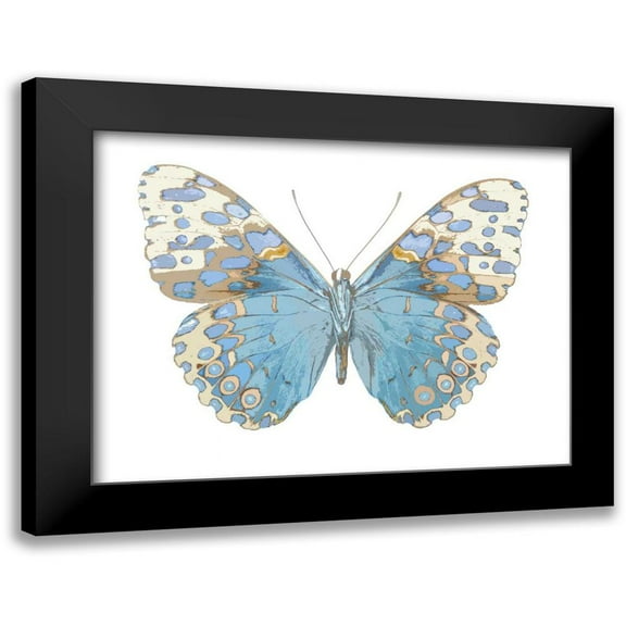 Bosco, Julia 14x12 Black Modern Framed Museum Art Print Titled - Buterfly with Indigo