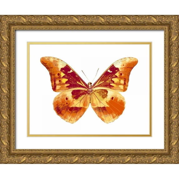 Bosco, Julia 14x12 Gold Ornate Wood Framed with Double Matting Museum Art Print Titled - Butterfly in Grey III