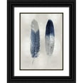 thumbnail image 1 of Bosco, Julia 19x24 Black Ornate Wood Framed with Double Matting Museum Art Print Titled - Blue Feather Pair on Silver, 1 of 4