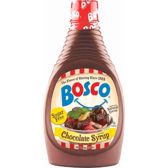 Bosco Sugar Free Chocolate Syrup 18oz | Fat Free, Gluten Free, Made with Natural Cocoa
