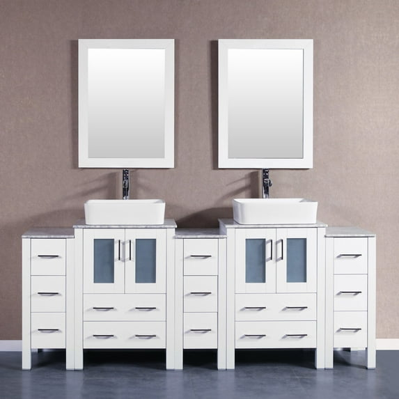 72" Bosconi AW230RCCM1S Double Vanity-Color:White,Finish:Brushed Nickel