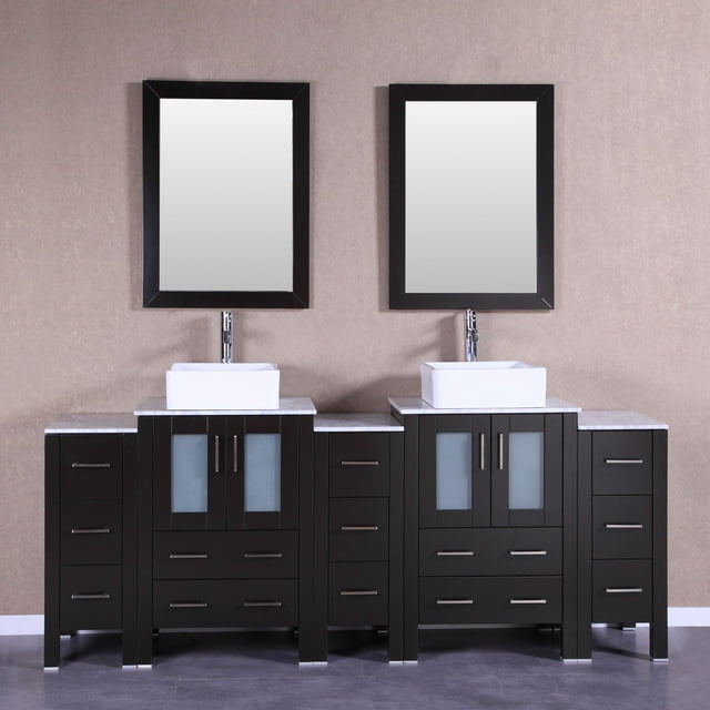 Bosconi Double Bathroom Vanity with Marble Countertop