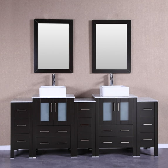 Bosconi Double Bathroom Vanity with Marble Countertop