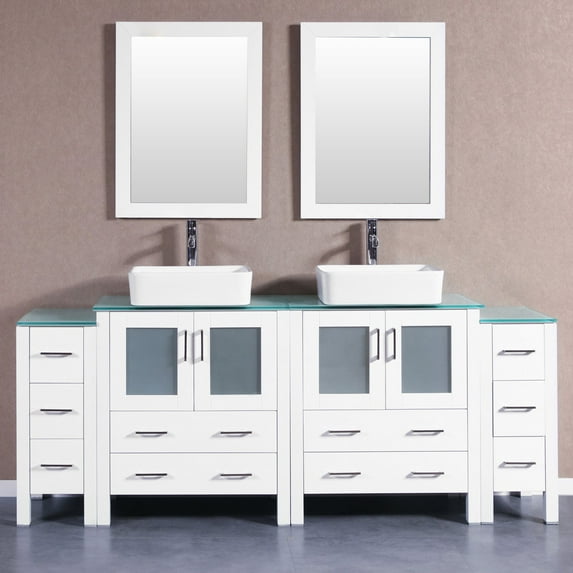 Bosconi Double Bathroom Vanity with Optional Side Cabinets