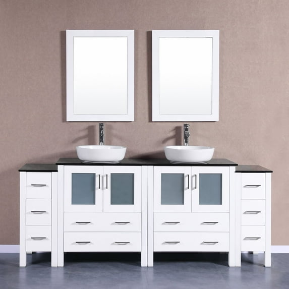 Bosconi Double Bathroom Vanity with Oval Vessel Sinks