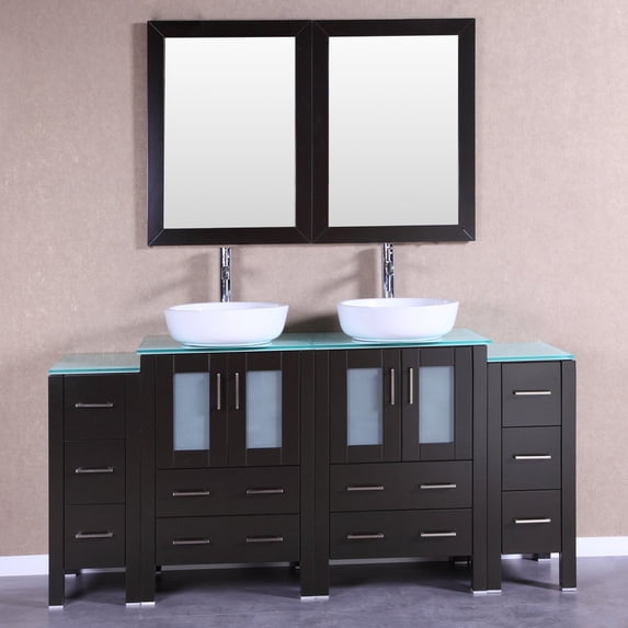 84" Bosconi AB230BWLCWG2S Double Vanity-Color:Espresso,Finish:Brushed Nickel