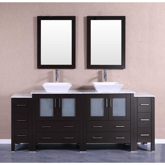 Bosconi Marble Countertop Double Bathroom Vanity