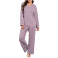 thumbnail image 1 of Bosfbaoi 2 Pack Womens Pajama Sets, Long Sleeve Pjs Lounge Set, Soft Comfy Sleepwear Spring Summer Loungewear, 1 of 7