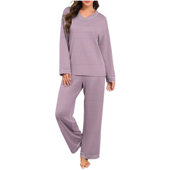 Bosfbaoi 2 Pack Womens Pajama Sets, Long Sleeve Pjs Lounge Set, Soft Comfy Sleepwear Spring Summer Loungewear