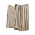 thumbnail image 1 of Bosfbaoi 2 Piece Sets For Women Plus Size Modal Pajama Set V-Neck Sleeveless Top Wide Leg Capri Pants Loungewear Set, 1 of 5