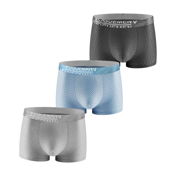 Bosfbaoi 3PC Plus Size Mens Boxer Briefs Mesh Breathable Quick Dry Mens Underwear Lightweight Trunks for Men