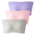 thumbnail image 1 of Bosfbaoi 3PC Plus Size Strapless Bra for Women Seamless Bandeau Wirefree Removable Pads Anti-Slip Ribbed Tube Top Everyday Comfort Bra, 1 of 7