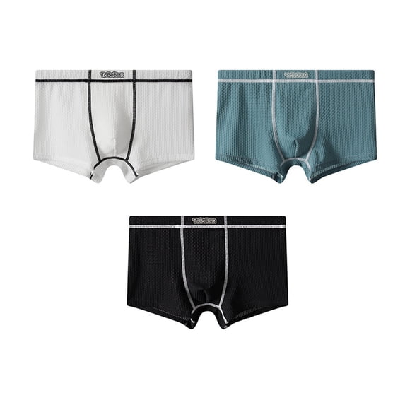 Bosfbaoi 3PC Waffle Knit Mens Boxer Briefs Soft Breathable Mens Underwear Casual Trunks for Men