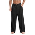thumbnail image 1 of Bosfbaoi Big and Tall Wide Leg Dress Pant for Men Casual Street Dress Pants Comfy Beach Pants with Pockets, 1 of 7