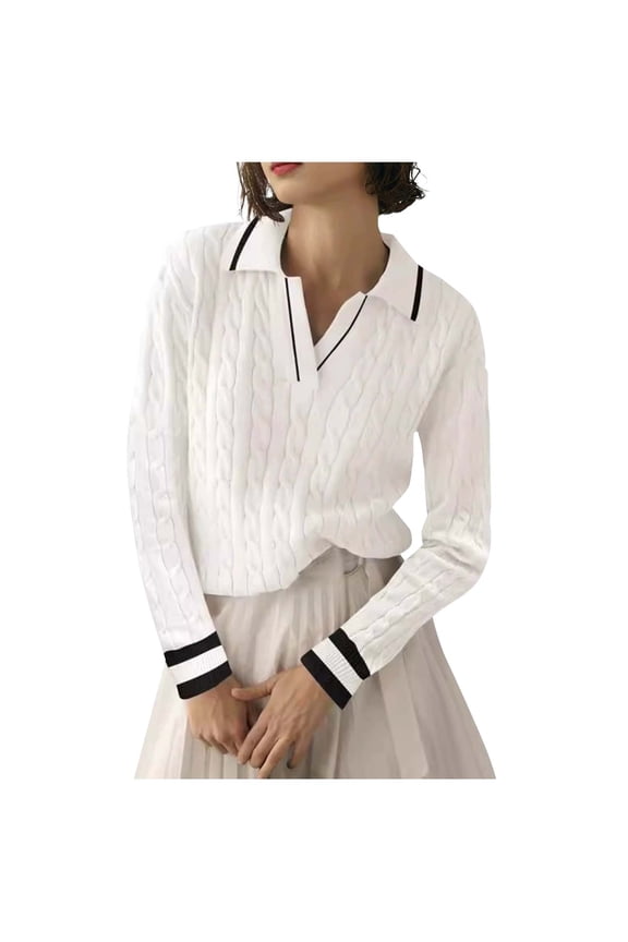 Blouses for Women Dressy Casual - Collared Quilted Texture, Long Sleeve with Striped Cuffs, Casual Workwear, Stretchy Material Shirt