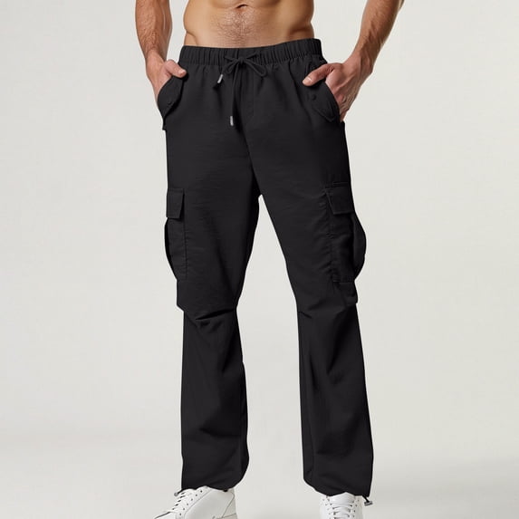 Bosfbaoi Cargo Work Pants for Men - Elastic Waist Pants, 6 Pockets, Lightweight, Breathable, Comfortable, Sweatpants Perfect for Work