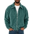 thumbnail image 1 of Bosfbaoi Corduroy Jacket for Men Full Zip Lapel Collar Bomber Jacket Elastic Cuffs Hem Side Pockets Casual Loose Outerwear, 1 of 8