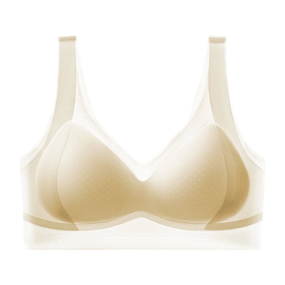Bosfbaoi Deep V Wireless Jelly Bras for Women No Underwire Seamless Push Up Comfortable Tshirt Bralettes Everyday Bra