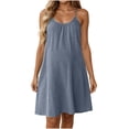 thumbnail image 1 of Bosfbaoi Dresses for Women Lightweight Crinkle Gauze Spaghetti Strap Sundress Crew Neck Sleeveless A-Line Womens Dresses with Adjustable Straps Summer Dresses for Women 2026, 1 of 8
