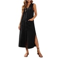 thumbnail image 1 of Bosfbaoi Dresses for Women Linen Blend Sleeveless Maxi Dress V-Neck Button Down Womens Dresses with Pockets and Side Slit Summer Dresses for Women 2026, 1 of 9