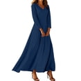 thumbnail image 1 of Bosfbaoi Dresses for Women V‑Neck 3/4 Sleeve A‑Line Flowy Maxi Dress, 1 of 6