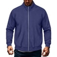 thumbnail image 1 of Bosfbaoi Full Zip Stand Collar Sweatshirt Jackets for Men Solid Color Long Sleeve Casual Fleece Track Jackets, 1 of 6