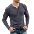 thumbnail image 1 of Bosfbaoi Henley Shirts for Men Long Sleeve Heather Slub Knit Button Placket Slim Fit Casual Top, 1 of 5