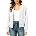 thumbnail image 1 of Bosfbaoi Jackets for Women Rib Stand Collar Full Zip Thumb Hole Long Sleeve Loose Casual Bomber Jacket with Side Pockets, 1 of 6