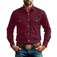thumbnail image 1 of Bosfbaoi Long Sleeve Button Down Shirts for Men Western Style Point Collar Dual Chest Pockets Solid Casual Work Shirts, 1 of 7