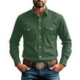 thumbnail image 1 of Bosfbaoi Long Sleeve Button Down Shirts for Men Western Style Point Collar Dual Chest Pockets Solid Casual Work Shirts, 1 of 7
