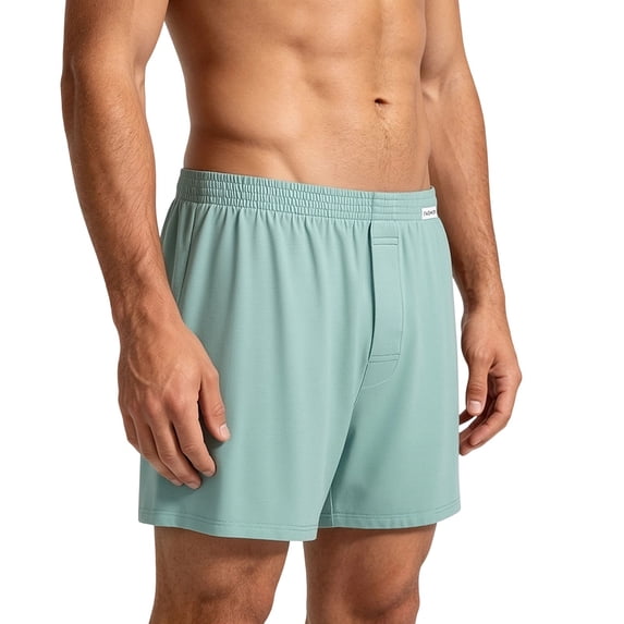 Bosfbaoi Men Boxer Shorts Soft Breathable Mens Underwear Elastic Waist Front Fly Loose Casual Sleep Trunks