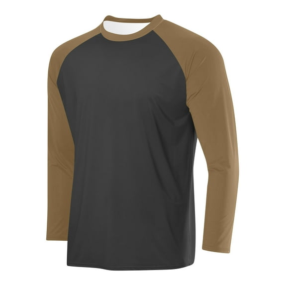 Bosfbaoi Men's Athletic Performance Long Sleeve T-Shirt, Moisture-Wicking Stretch Fit Crew Neck Top with Reflective Accents