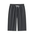 thumbnail image 1 of Bosfbaoi Men's Casual Fashion Cropped Pants with Drawstring Waistband and Pockets Straight Leg Hem for Summer Comfort Loose Fit Solid-Color Cropped Trousers, 1 of 5