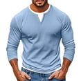 thumbnail image 1 of Bosfbaoi Men's Casual Slim Fit V-Neck Long Sleeve T-Shirt - Layered Look Pullover with Contrast Inner Collar, 1 of 4