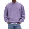 thumbnail image 1 of Bosfbaoi Men's Fashion Casual Loose Top Solid Color Corduroy Crew Neck Sweatshirt Long Sleeve Warm Soft Comfortable Everyday Wear Top, 1 of 5