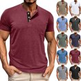 thumbnail image 1 of Bosfbaoi Men's Henley Short Sleeve Shirt Cotton Lightweight Tee Shirts Casual Summer Basic Tees with Pocket, 1 of 3