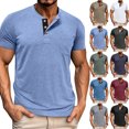 thumbnail image 1 of Bosfbaoi Men's Henley Short Sleeve Shirt Cotton Lightweight Tee Shirts Casual Summer Basic Tees with Pocket, 1 of 6