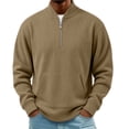 thumbnail image 1 of Bosfbaoi Men's Quarter Zip Ribbed Sweatshirts Stand Collar Kangaroo Pocket Long Sleeve Casual Pullover Tops, 1 of 7