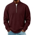 thumbnail image 1 of Bosfbaoi Men's Quarter Zip Ribbed Sweatshirts Stand Collar Kangaroo Pocket Long Sleeve Casual Pullover Tops, 1 of 7