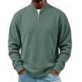 thumbnail image 1 of Bosfbaoi Men's Quarter Zip Ribbed Sweatshirts Stand Collar Kangaroo Pocket Long Sleeve Casual Pullover Tops, 1 of 7