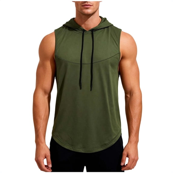 Bosfbaoi Men's Sleeveless Hoodie Loose Lightweight Workout Drawstring Hooded Tank Top Quick-drying Gym Muscle T Shirts