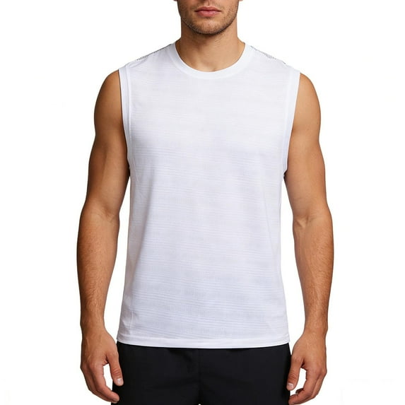 Bosfbaoi Men's Tank Tops Solid-color Plus Size Loose Sleeveless Shirt Quick-drying Breathable Crew Neck Athletic Tops