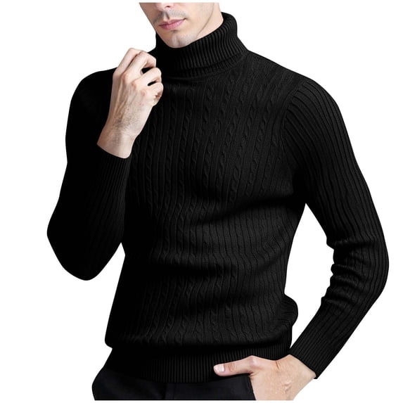 Bosfbaoi Men's Turtleneck Sweater - Solid Color Stretchy Knit Base Layer Top, Warm and Comfortable, Mens Long Sleeve Pullover Ideal for Casual Wear