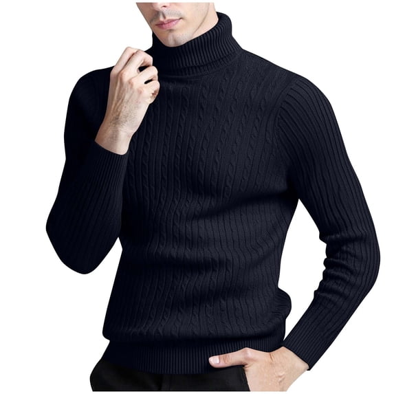 Bosfbaoi Men's Turtleneck Sweater - Solid Color Stretchy Knit Base Layer Top, Warm and Comfortable, Mens Long Sleeve Pullover Ideal for Casual Wear