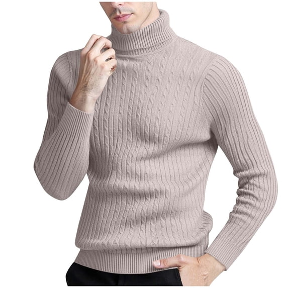 Bosfbaoi Men's Turtleneck Sweater - Solid Color Stretchy Knit Base Layer Top, Warm and Comfortable, Mens Long Sleeve Pullover Ideal for Casual Wear