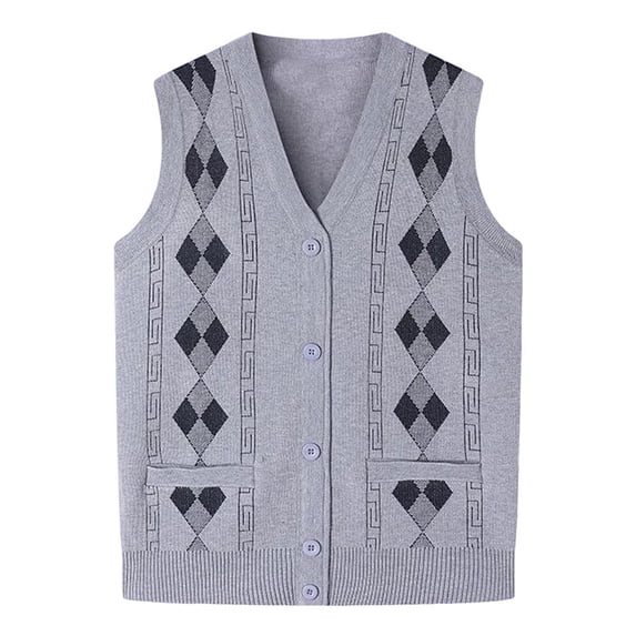 Bosfbaoi Men's V-Neck Single-Breasted Sweater Vest, Knitted Cardigan Vest, Ideal for Casual and Layered Sleeveless Sweater, Mens Clothing Vest